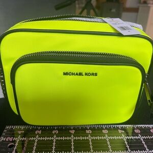 Michael Kors Neon Yellow Leila Large Nylon Camera Bag